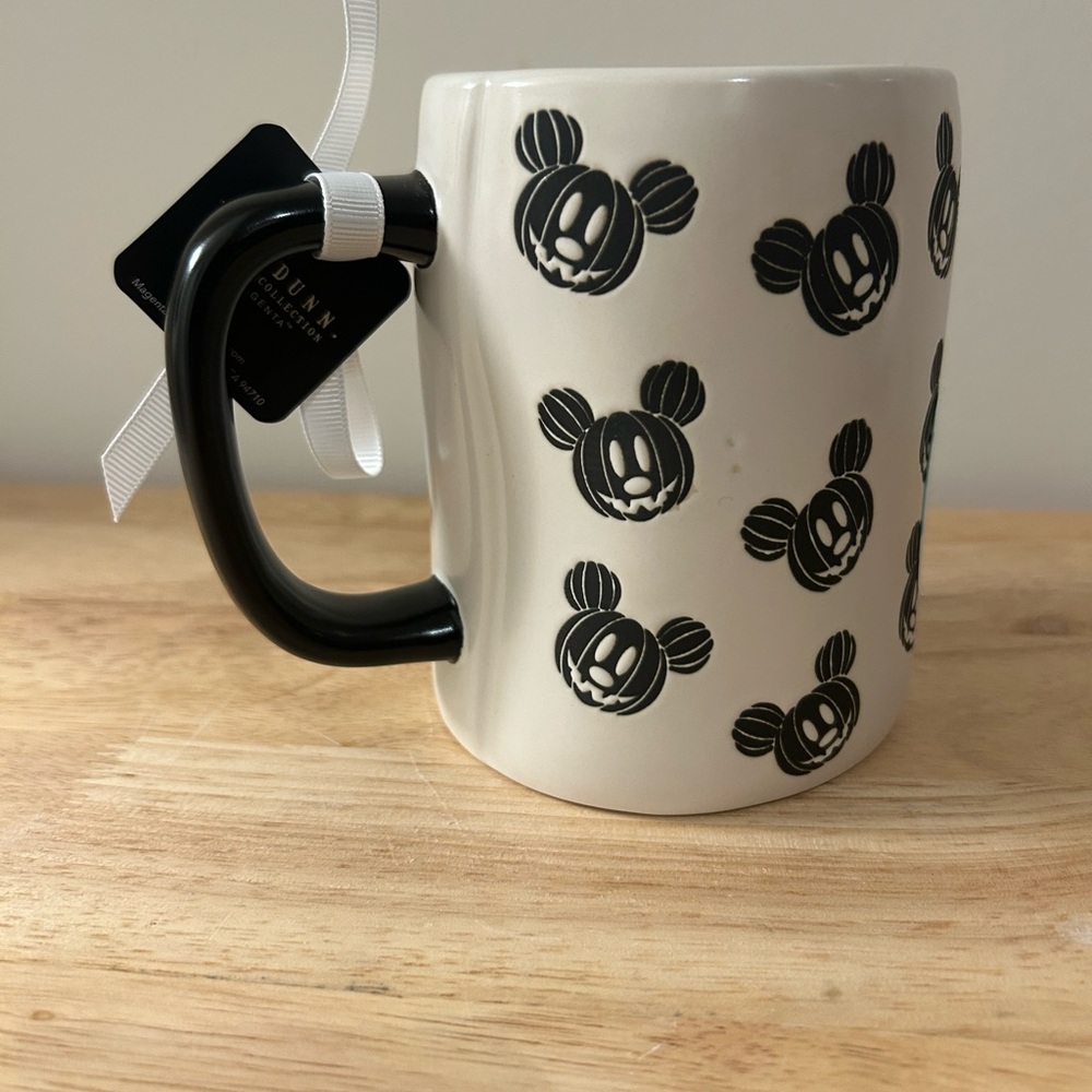 ⭐️ 2/$50 Rae Dunn Disney Halloween Mickey Pumpkin Mug Spooky Black White - Picture 2 of 5